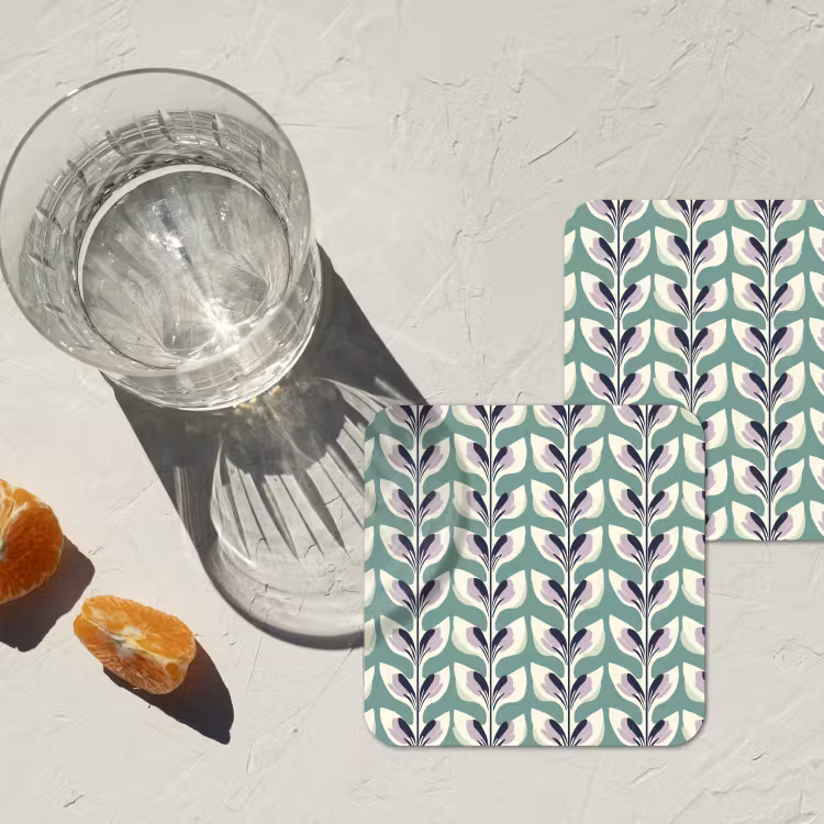 Retro - Modern - Groen onderzetter kurk middel 366 -sfeer4