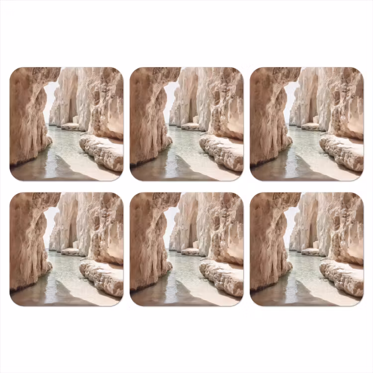 Rotsen - Zee - Zand - Kloof onderzetter kurk middel -3d
