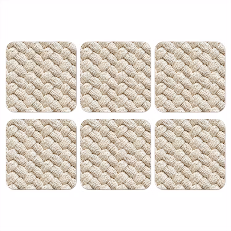 Touw - Gebreid - Beige onderzetter kurk middel 366 -3d