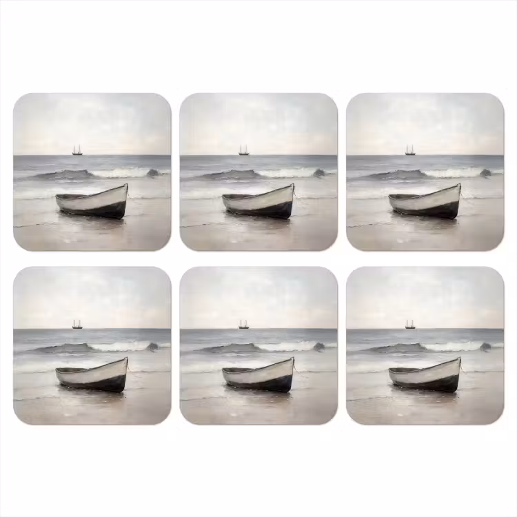 Roeiboot - Zee - Horizon onderzetter kurk middel -3d