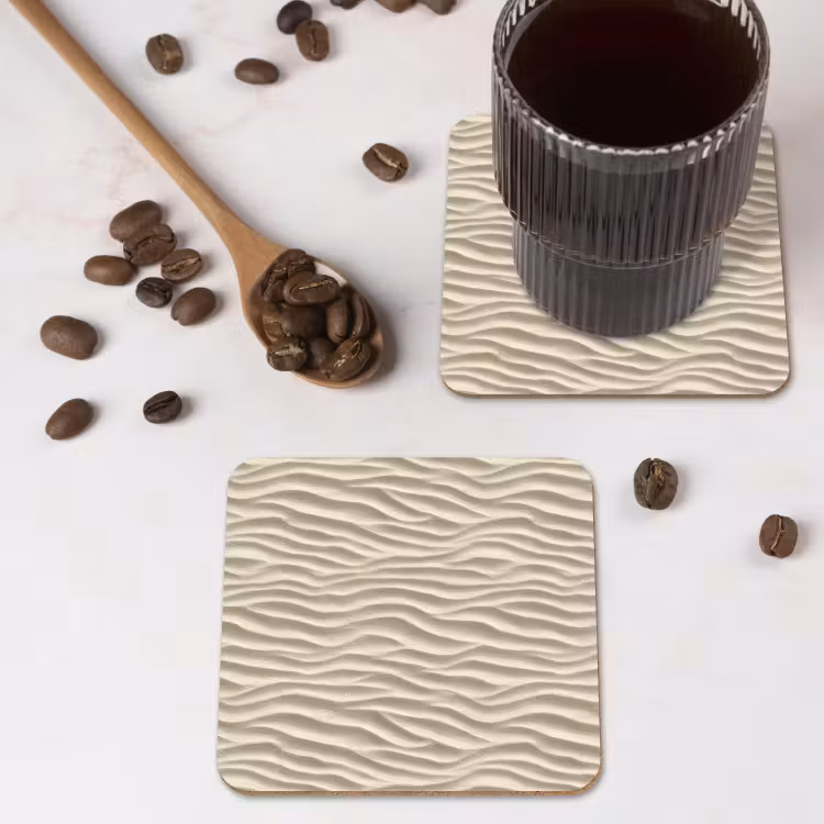 Zand - Golven - Beige onderzetter kurk middel 366 -sfeer2
