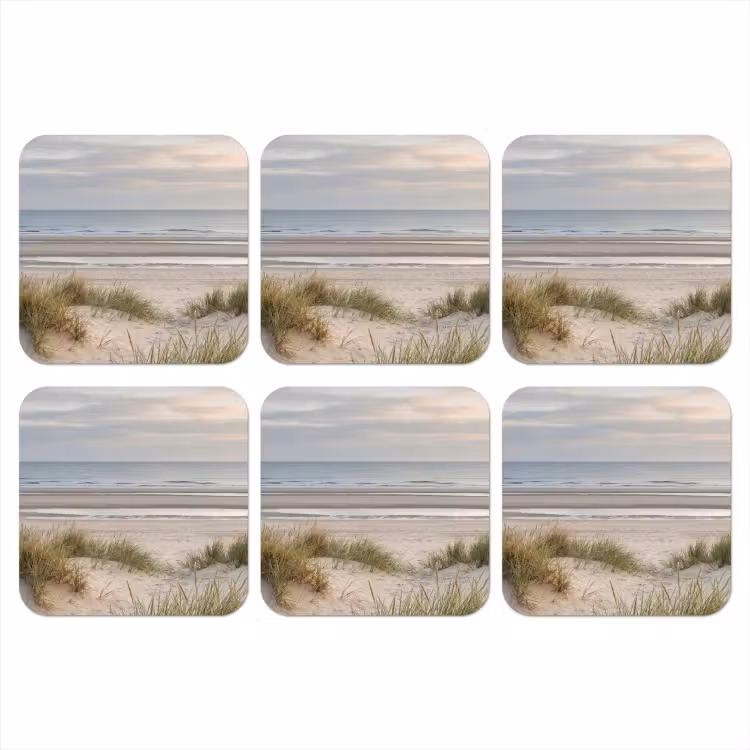 Zandstrand - Bewolkt - Duinen onderzetter kurk middel -3d