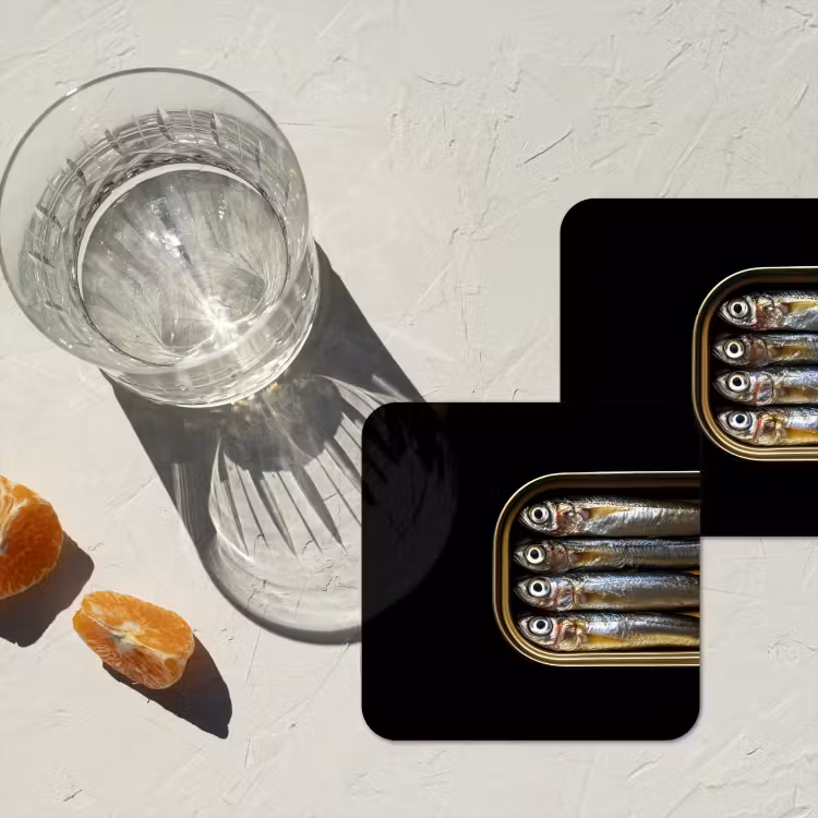Sardines - Blik - Zwart - Vissen onderzetter kurk middel -sfeer4
