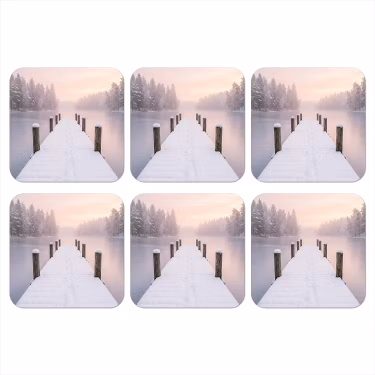 Steiger - Meer - Mist - Winter - Serene onderzetter kurk middel -3d