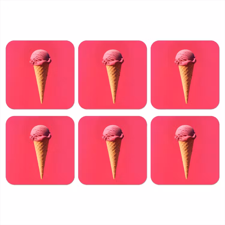 Schepijs - Roze - Hoorntje onderzetter kurk middel -3d
