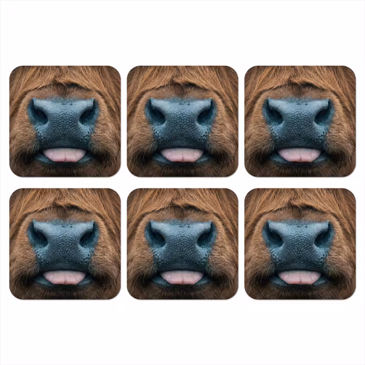 Schotse hooglander - Neus - Bruin onderzetter kurk middel -3d