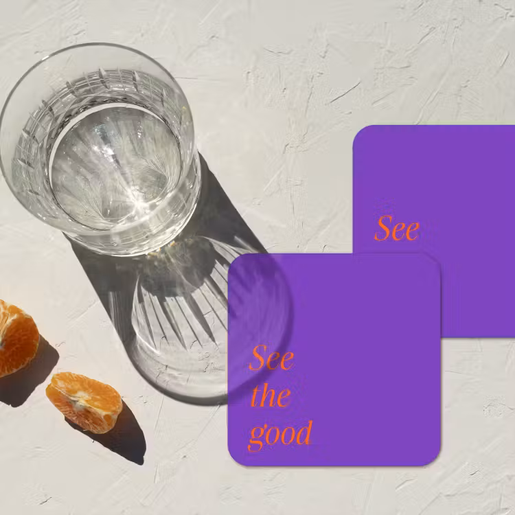 See the good - Oranje - Paars onderzetter kurk middel -sfeer4
