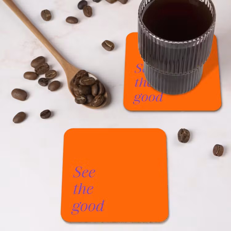 See te good - Paars - Oranje onderzetter kurk middel -sfeer2