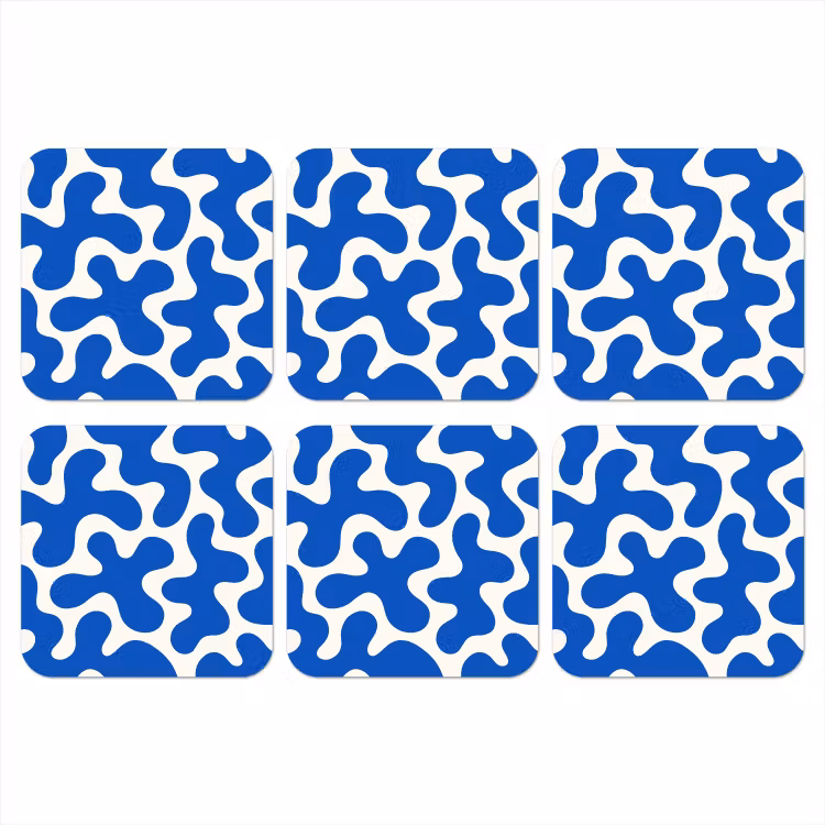 Vormen - Abstract - Blauw - Golven onderzetter kurk middel -3d