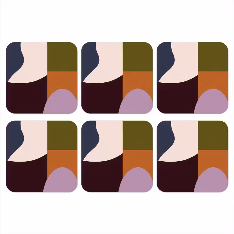 Vormen - Abstract - Kleuren - Vierkant onderzetter kurk middel -3d