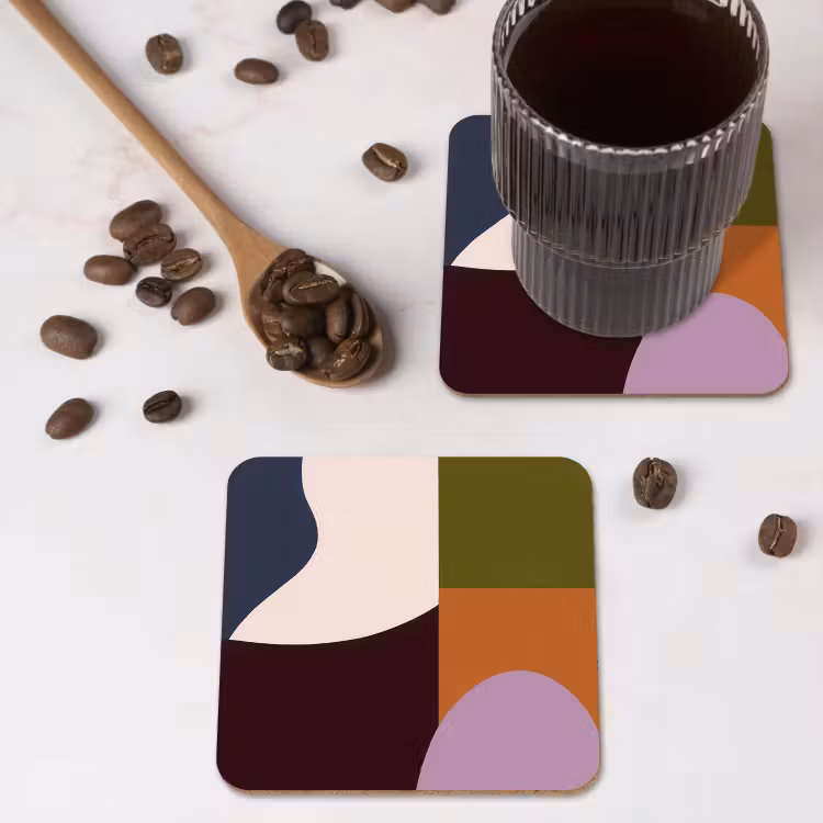 Vormen - Abstract - Kleuren - Vierkant onderzetter kurk middel -sfeer2
