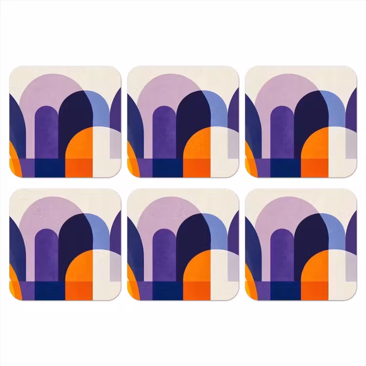 Vormen - Abstract - Grafisch - Oranje onderzetter kurk middel -3d