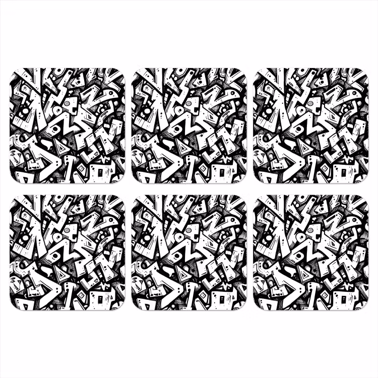 Vormen - Letters - Graffiti - Zwart onderzetter kurk middel -3d