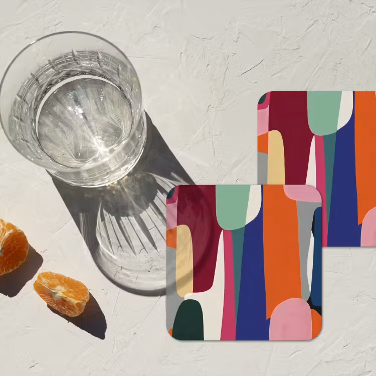Vormen - Ritmisch - Kleuren - Abstract onderzetter kurk middel -sfeer4