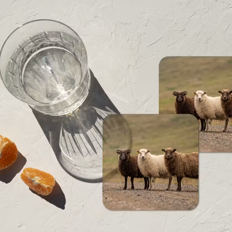 Schapen - Bruin - Wit - Grindpad onderzetter kurk middel -sfeer4