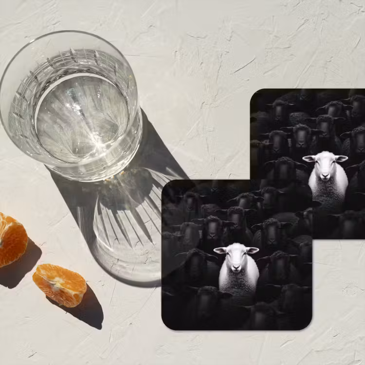 Schapen - Wit - Duisternis onderzetter kurk middel -sfeer4