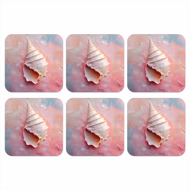 Schelp - Pastel - Pink onderzetter kurk middel -3d