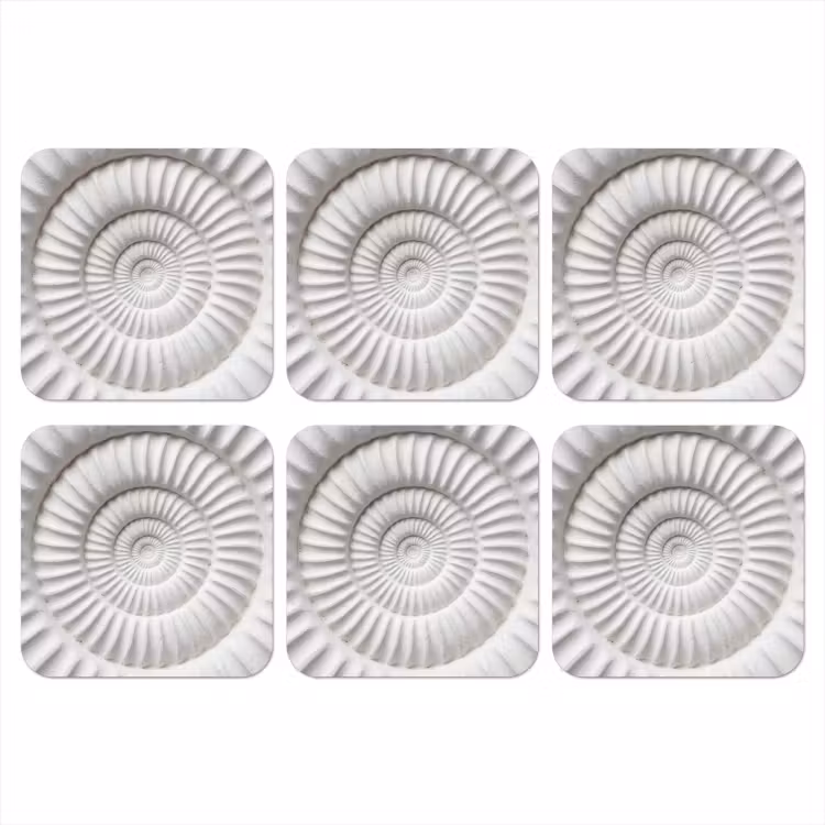 Schelp - Spiraal - Wit onderzetter kurk middel -3d