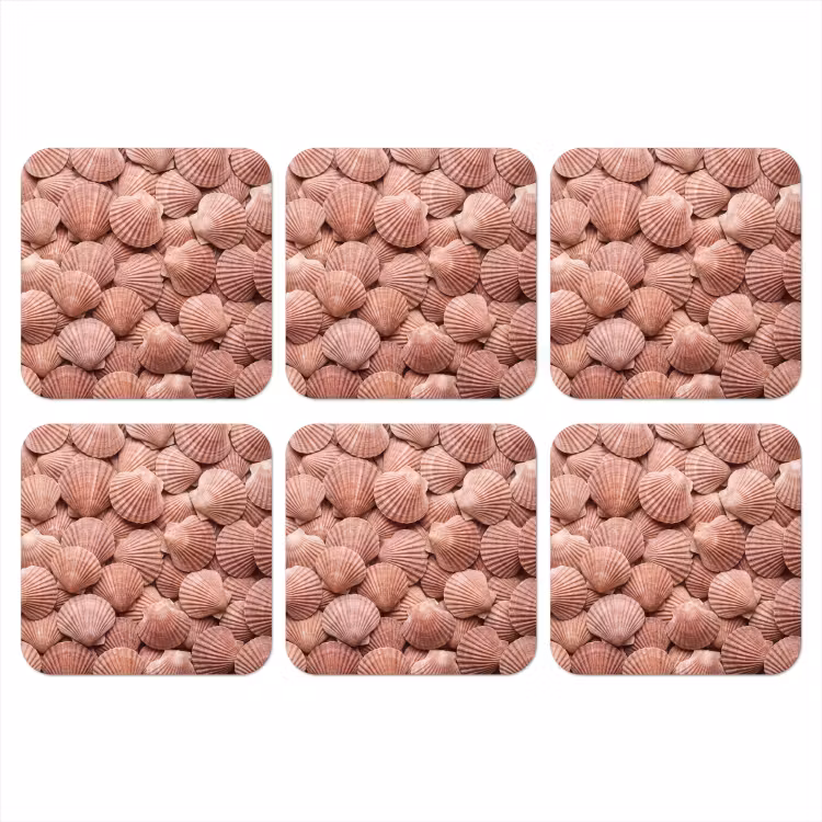 Schelpen - Patroon - Roze onderzetter kurk middel -3d