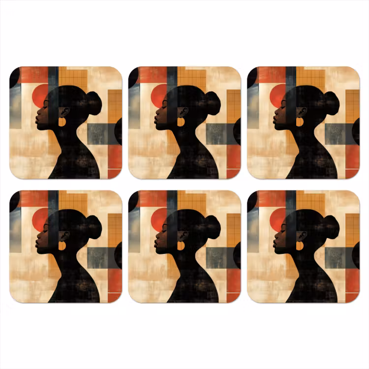 Zijaanzicht - Vrouw - Vormen onderzetter kurk middel -3d