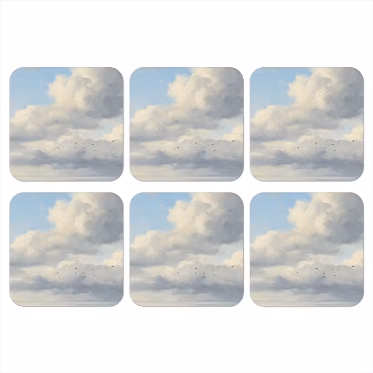 Lucht - Wolken - Natuur - Klassiek - Blauw onderzetter kurk middel -3d
