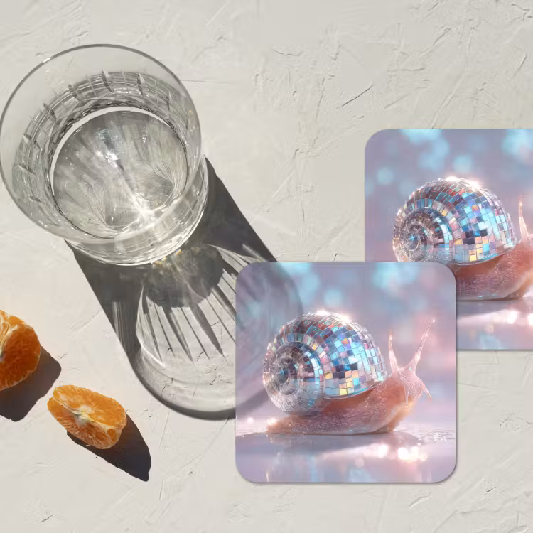 Slak - Disco - Mozaïek - Blauw onderzetter kurk middel -sfeer4