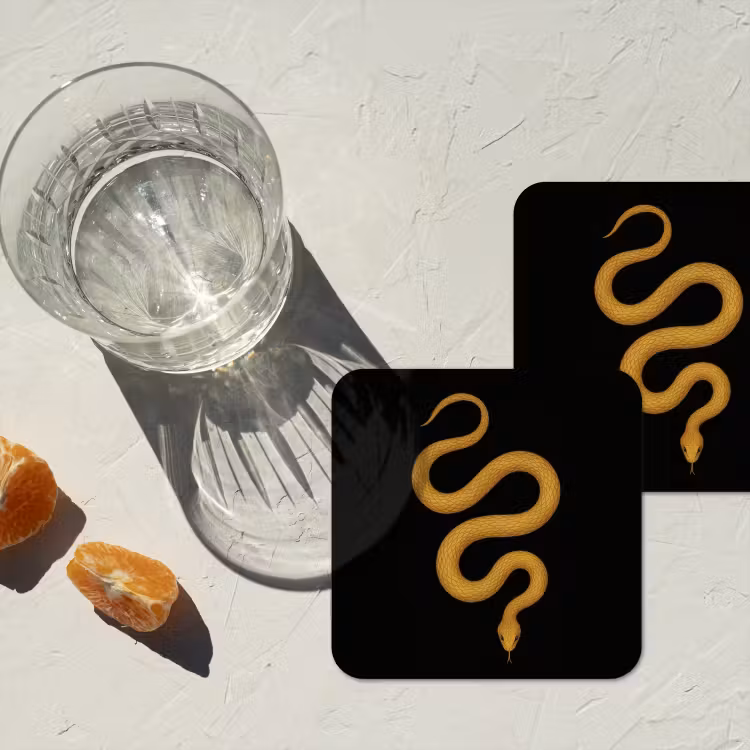 Slang - Minimalistisch - Goud onderzetter kurk middel -sfeer4