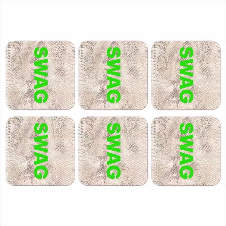 Slangenprint - SWAG - Neon - Groen onderzetter kurk middel -3d