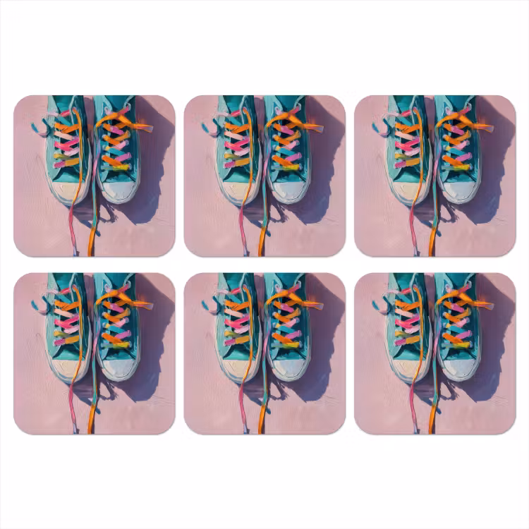 Sneakers - Veters - Kleurrijk - Schaduw onderzetter kurk middel -3d
