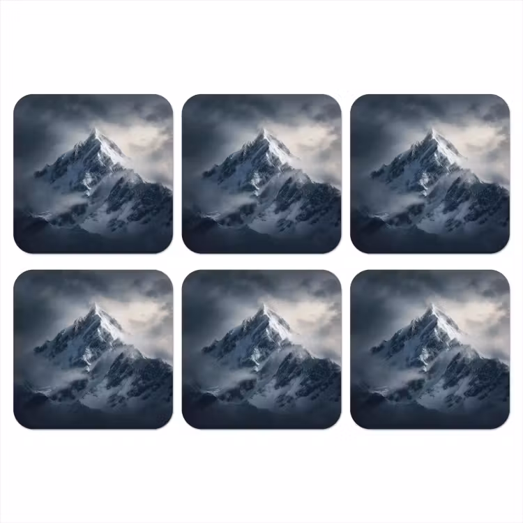 Sneeuw - Berg - Wolken onderzetter kurk middel -3d