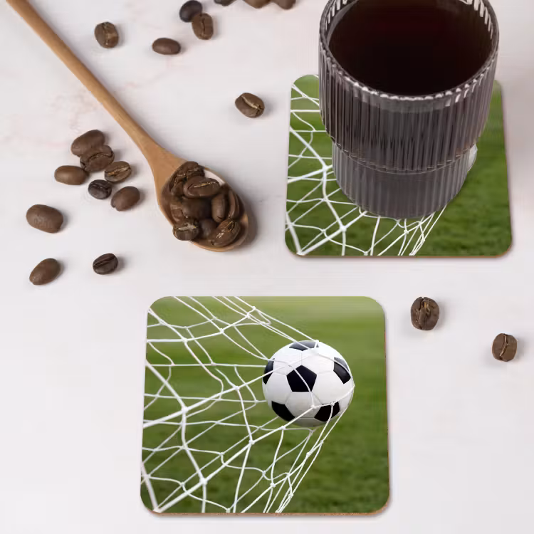 Voetbal - Goal - Net - Sport onderzetter kurk middel -sfeer2