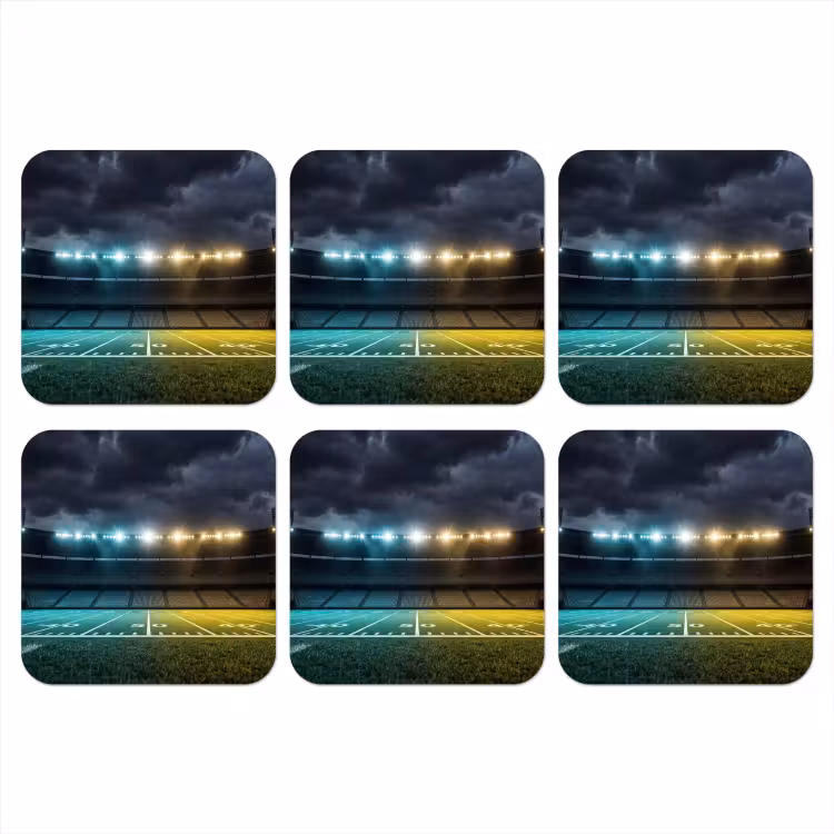 Voetbal - Stadion - Nacht - Modern onderzetter kurk middel -3d