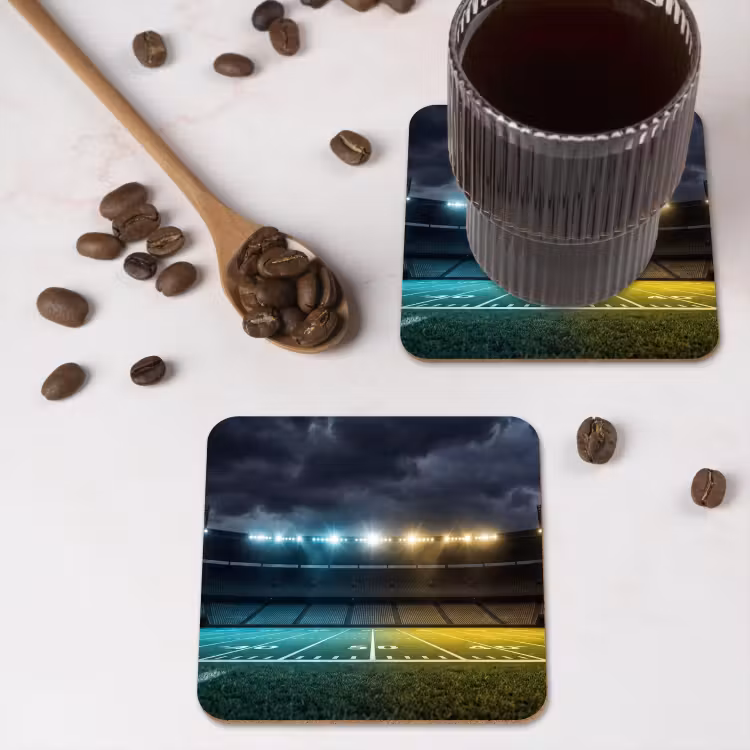 Voetbal - Stadion - Nacht - Modern onderzetter kurk middel -sfeer2