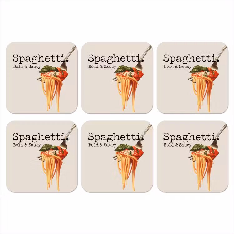 Spaghetti - tomatensaus - Parmezaanse kaas onderzetter kurk middel -3d