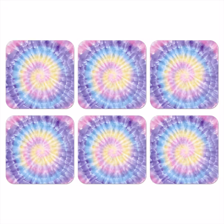Spiraal - Tie dye - Pasteltinten onderzetter kurk middel -3d