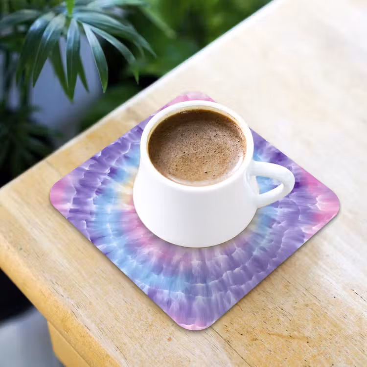 Spiraal - Tie dye - Pasteltinten onderzetter kurk middel -sfeer5