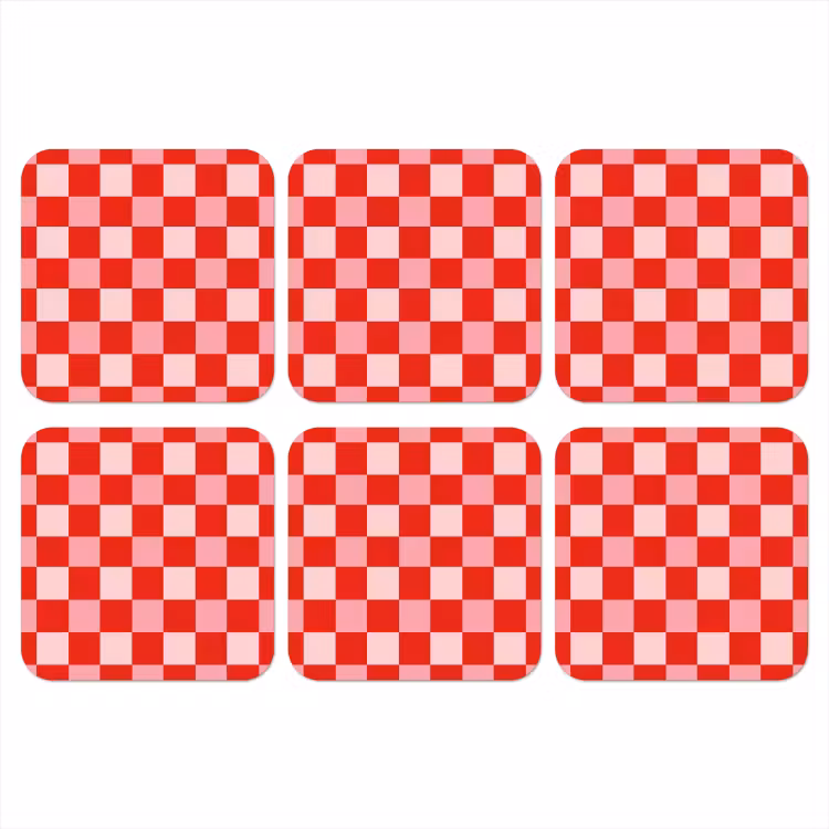 Vierkant - Klassiek - Rood onderzetter kurk middel 366 -3d