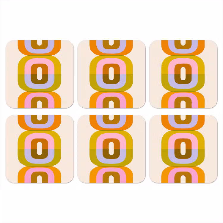 Stapel - Vormen - Geblokt - Oranje onderzetter kurk middel -3d