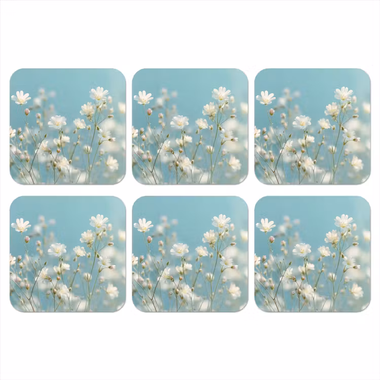 Stengels - Bloemen - Lucht - Wit onderzetter kurk middel -3d
