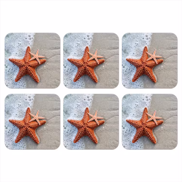 Zeester - Strand - Zee onderzetter kurk middel -3d