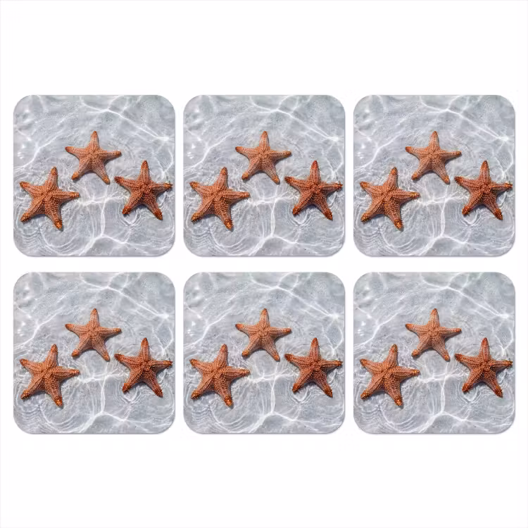 Zeesterren - Water - Helder onderzetter kurk middel -3d