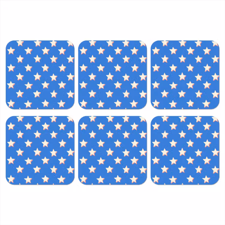 Sterren - Patroon - Blauw onderzetter kurk middel 366 -3d
