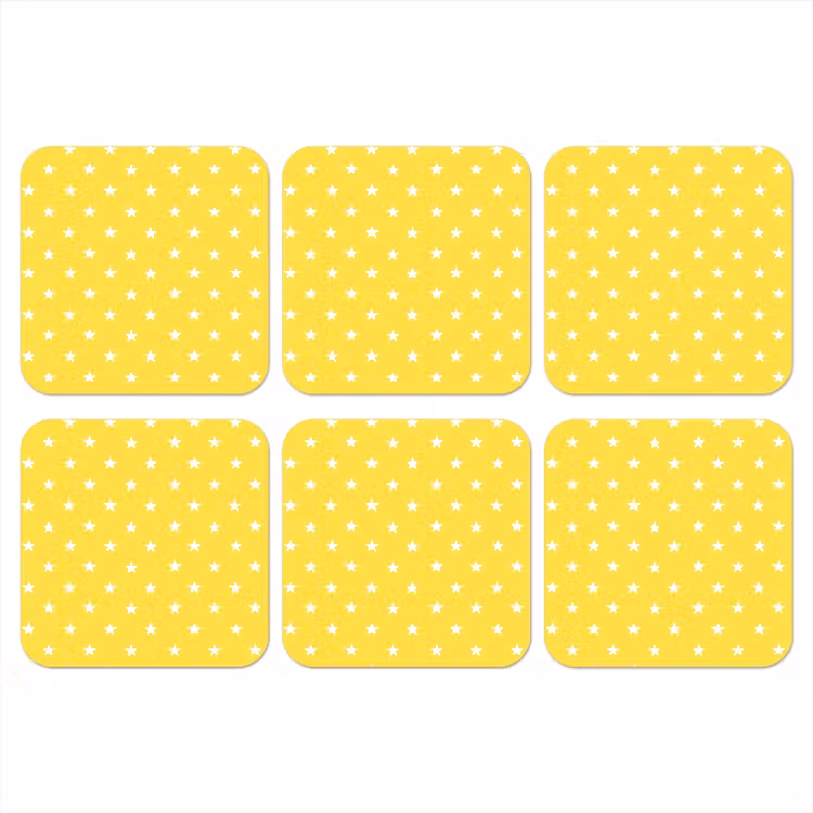 Sterren - Patroon - Minimalistisch - Geel onderzetter kurk middel 366 -3d
