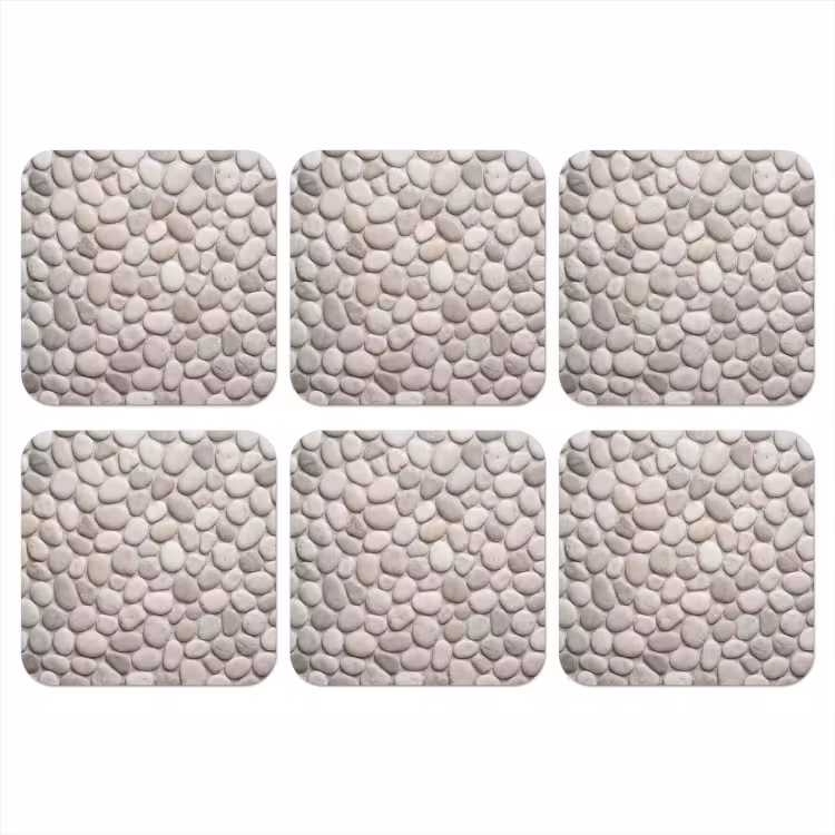 Steen - Kiezel - Natuur - Minimalistisch - Beige onderzetter kurk middel -3d