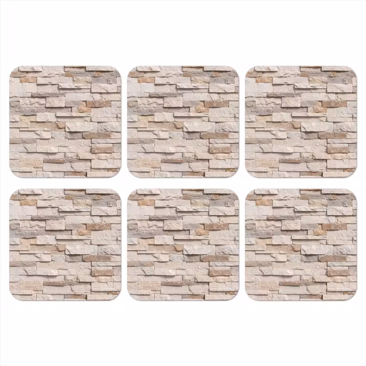 Steen - Muur - Textuur - Rustiek - Beige onderzetter kurk middel -3d
