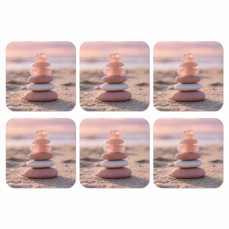Stenen - Zand - Roze onderzetter kurk middel -3d