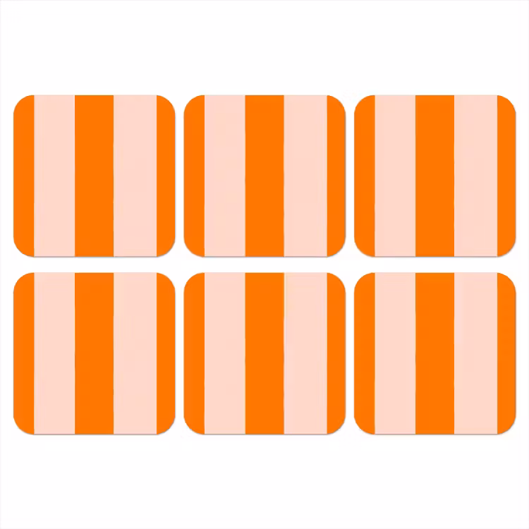Strepen - Modern - Oranje onderzetter kurk middel 366 -3d
