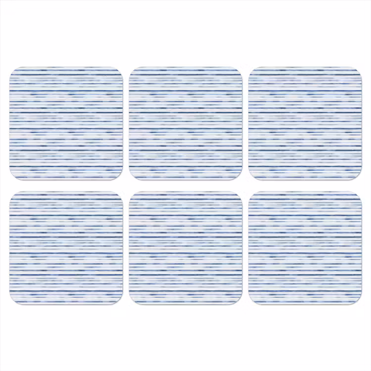 Strepen - Patroon - Blauw - Wit onderzetter kurk middel 366 -3d