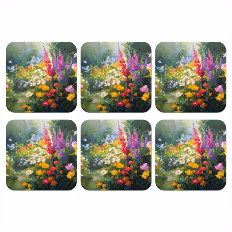 Zomertuin - Sfeervol - Bloemen onderzetter kurk middel -3d