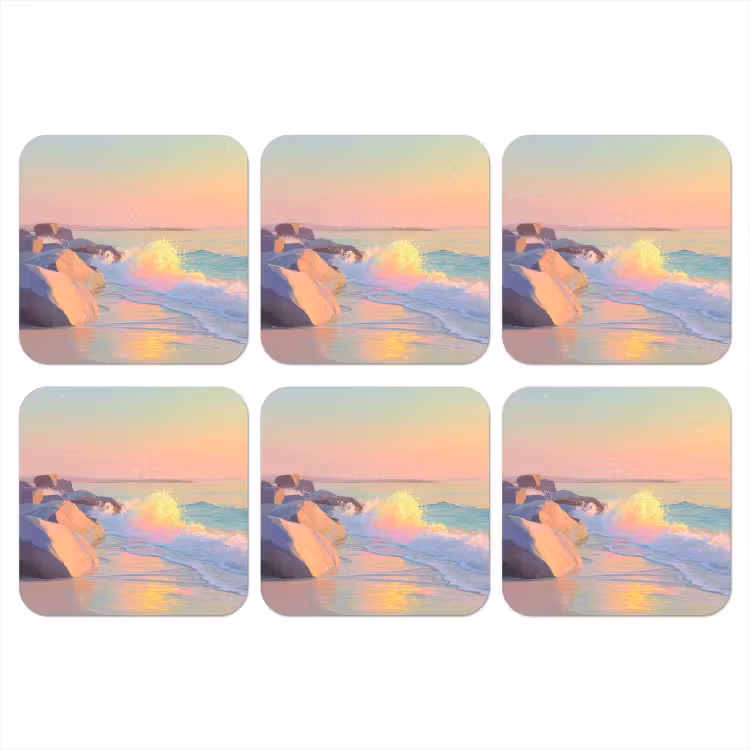 Zomerlicht - Strand - Fonkelende accenten onderzetter kurk middel -3d